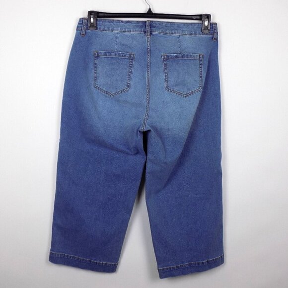Torrid Crop Wide Leg Vintage Stretch Mid Rise Jeans Size 16 Blue - Picture 2 of 5